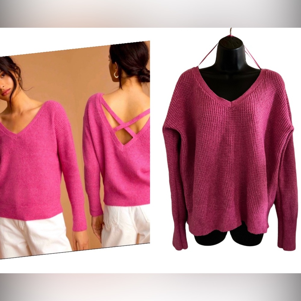 Maeve Pink V-Neck Sweater